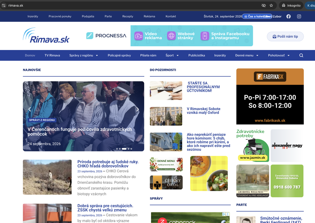 Redizajn portálu Rimava.sk – nová titulná stránka
