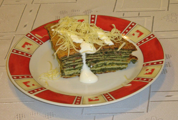 Palacinková torta so špenátom