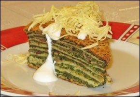 Palacinková torta so špenátom
