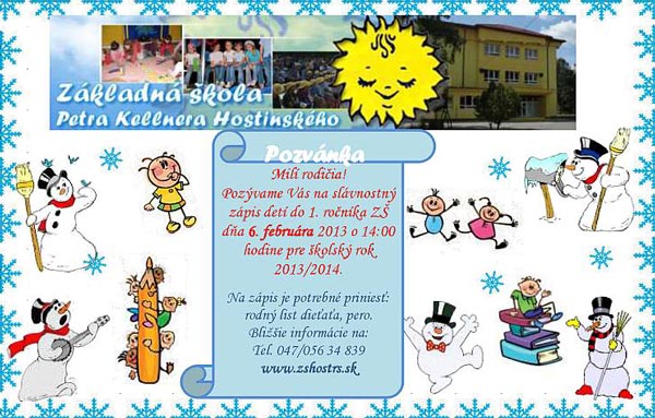 ZŠ P. K. Hostinského pozvánka
