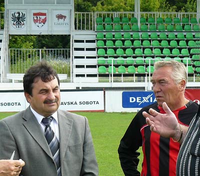 športový riaditeľ MŠK Rimavská Sobota Ladislav Danyi a tréner Marián Kudlík. FOTO: archív Rimava.sk z úvodu sezóny 2009/2010