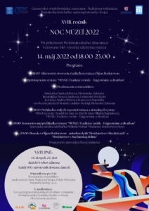 Rim. Sobota: Noc múzeí 2022 – XVIII. ročník. Venované 140. výročiu založenia múzea @ Gemersko-malohontské múzeum
