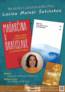 Beseda s jazykovedkyňou Luciou Molnár Satinskou v Mestskej knižnici vo Fiľakove @ Mestská knižnica vo Fiľakove, Hlavná 12