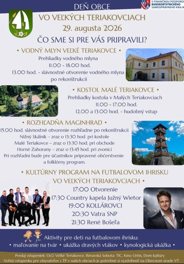 Organizátori si na Deň obce Veľké Teriakovce pripravili skutočne bohatý program.