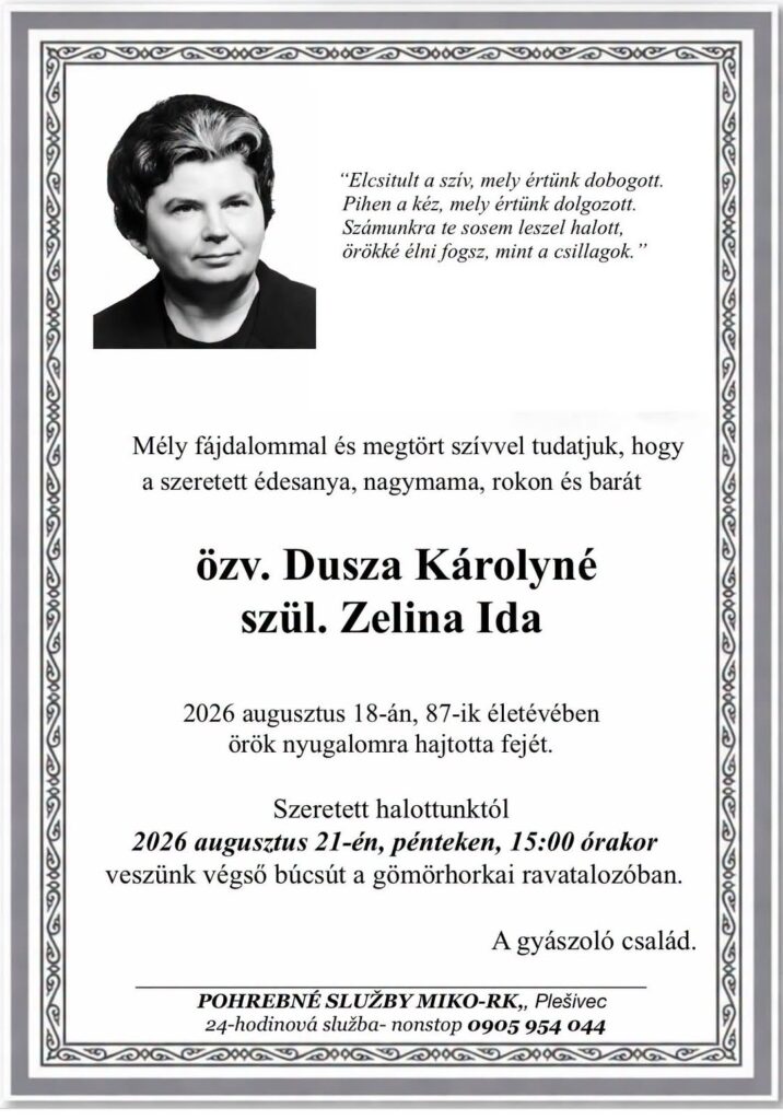 Parte - Ida Duszová, rodená Zelina, vdova po Karolovi Duszovi, Gemerská Hôrka