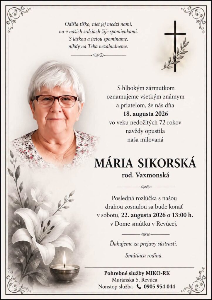 Parte - Mária Sikorská rod. Vaxmonská, Revúca