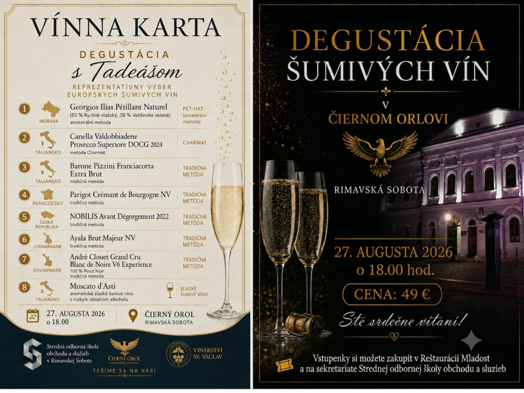 Pozvánka na degustáciu šumivých vín v Čiernom orlovi v Rimavskej Sobote