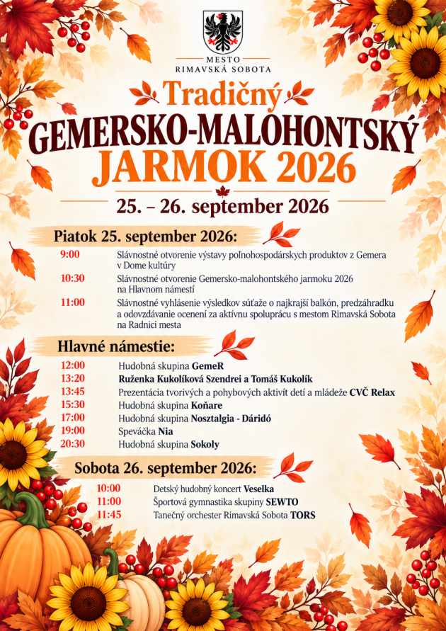 Program Gemersko-malohontského jarmoku 2026 v Rimavskej Sobote