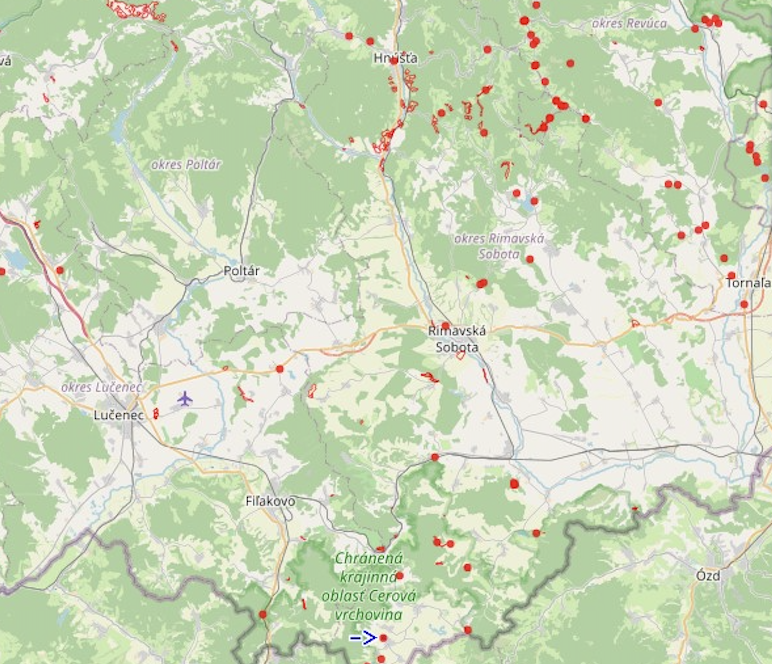 mapa výskyt zlatobyľ