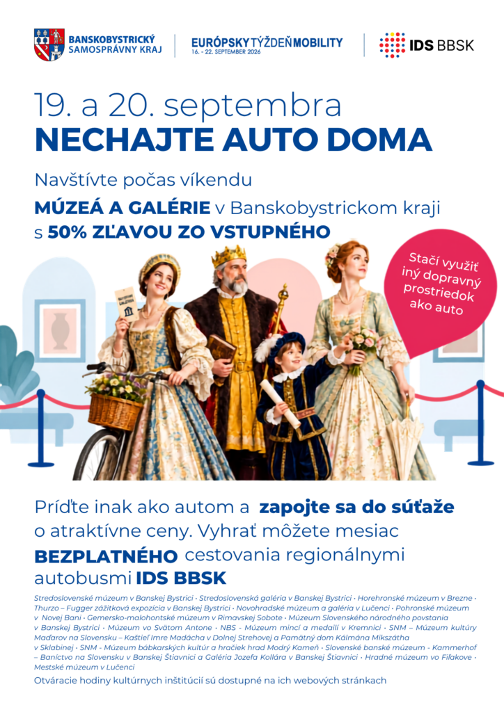 Európsky týždeň mobility v Banskobystrickom kraji spojí udržateľné cestovanie s návštevou múzeí a galérií.