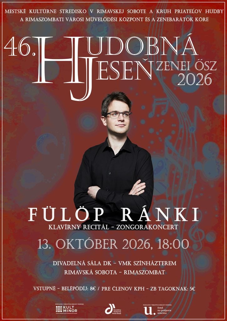 Klavirista Fülöp Ránki vystúpi v Rimavskej Sobote