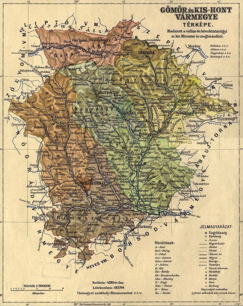 Mapa Gemersko-Malohontskej župy z r. 1910.