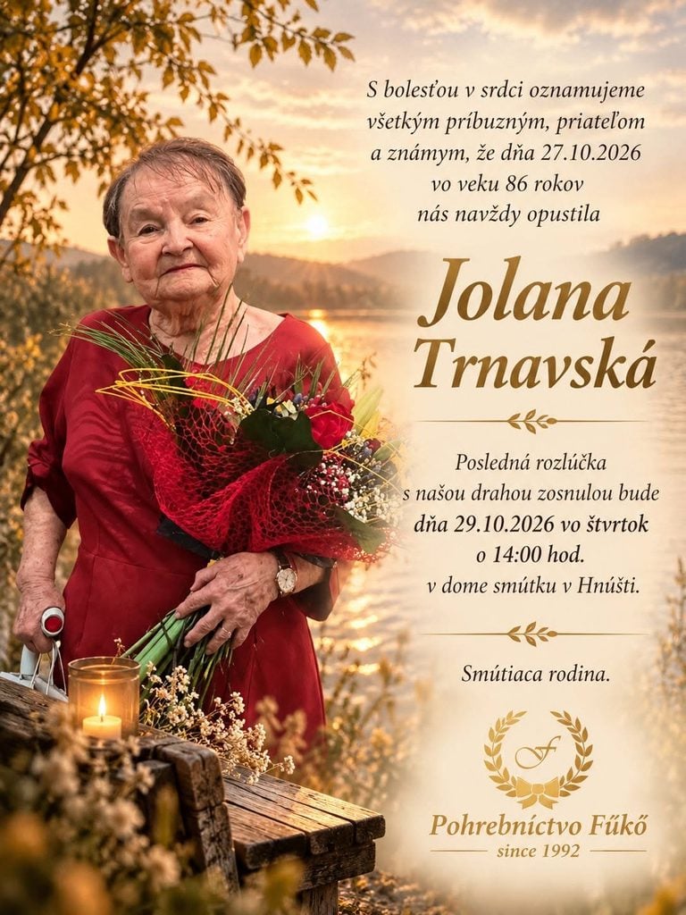 Smútočné oznámenie, Jolana Trnavská († 86)