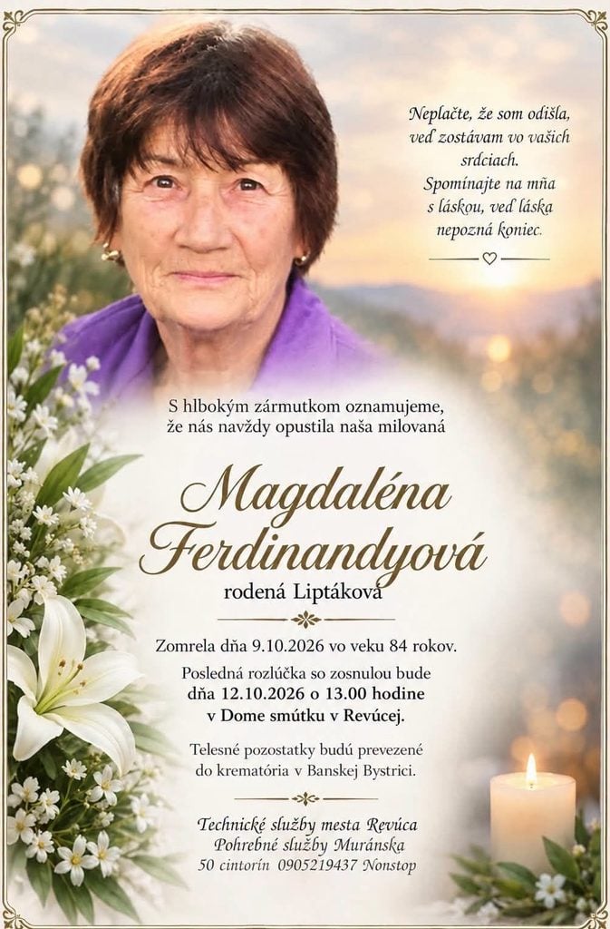 mútočné oznámenie, Magdaléna Ferdinandyová