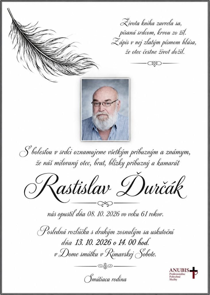 Smútočné oznámenie, Rastislav Ďurčák