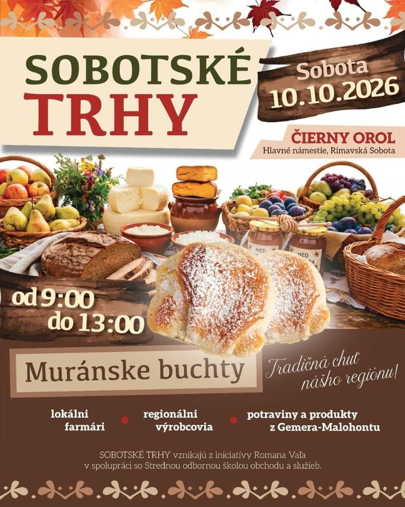 Plagát Sobotských trhov 10. októbra 2026